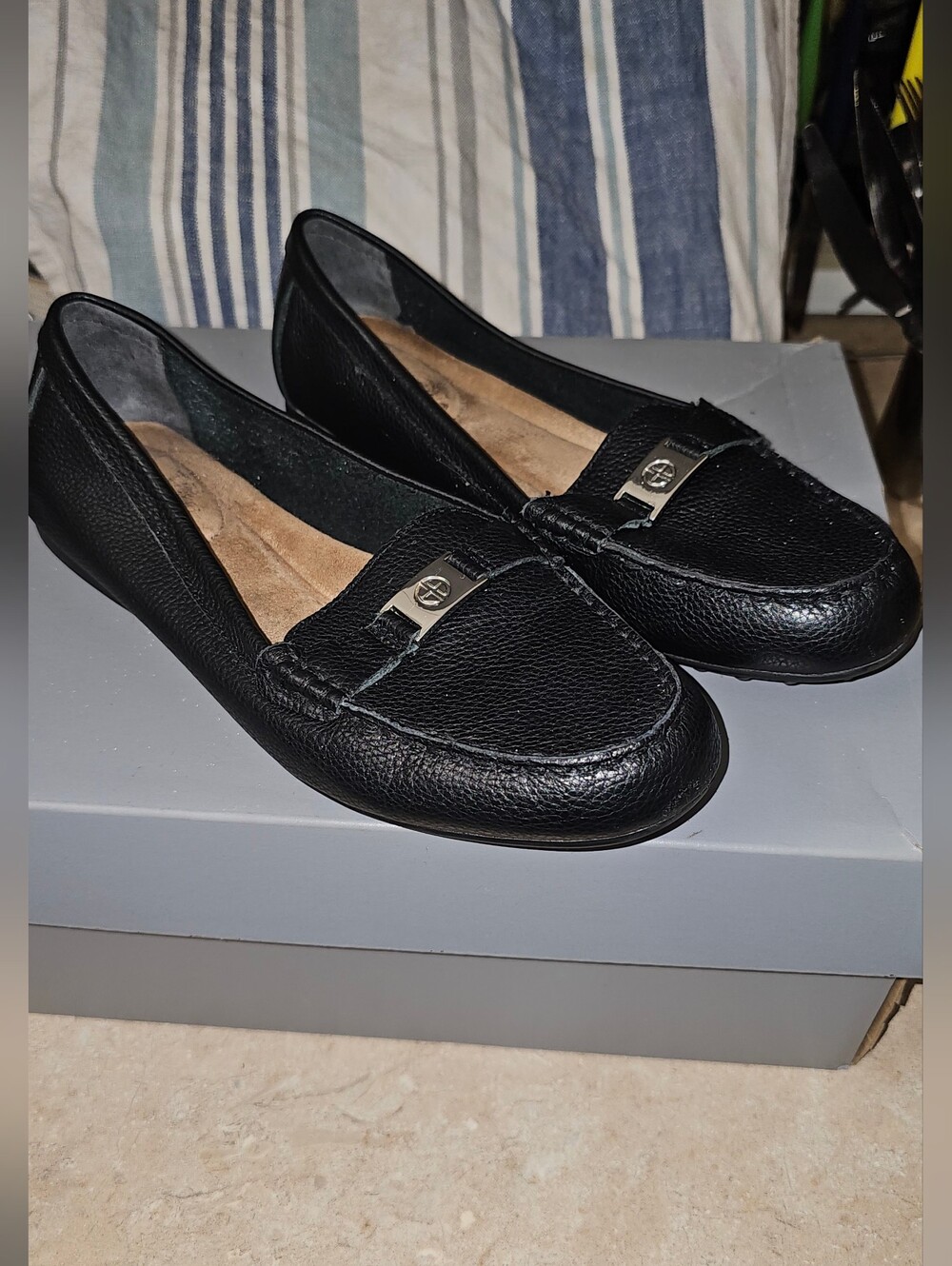Giani Bernini Black Leather Slip-On Loafers